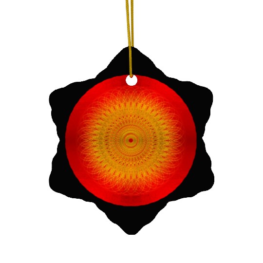 Red Circle Golden Sun Illustration Ceramic Ornaments