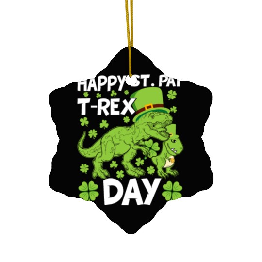 Happy St Pat Trex Day Dino St Patricks Day Kids To Ceramic Ornaments