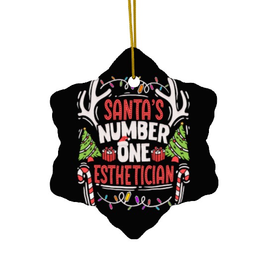 Santas Number One Esthetician Christmas Skin Care Ceramic Ornaments
