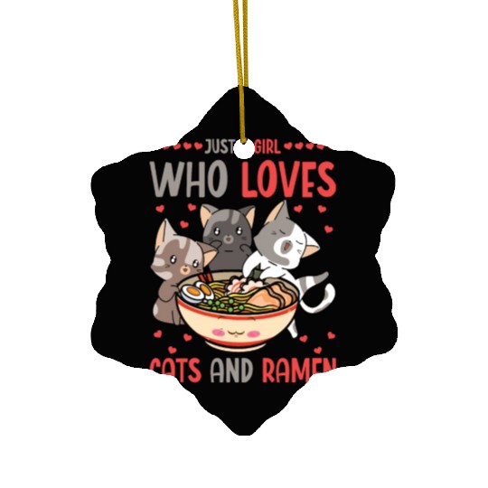 Ramen And Cats Fan Ramen Noodle Soup Ceramic Ornaments