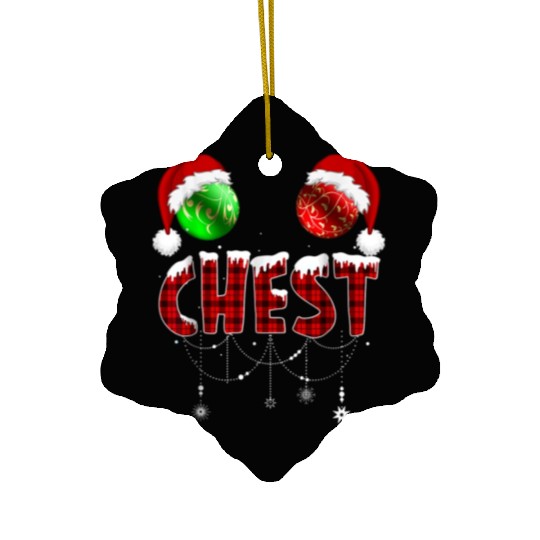 Chest Nuts Christmas Funny Matching Couple Ceramic Ornaments