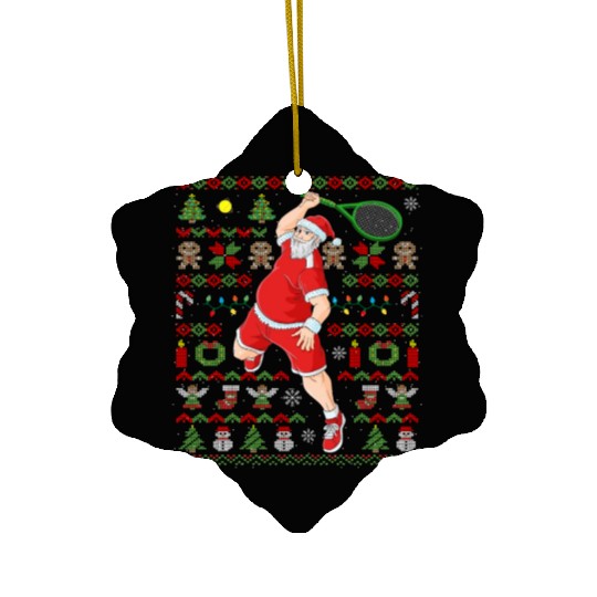 Ugly Christmas Tennis Player Santa Claus Ceramic Ornaments