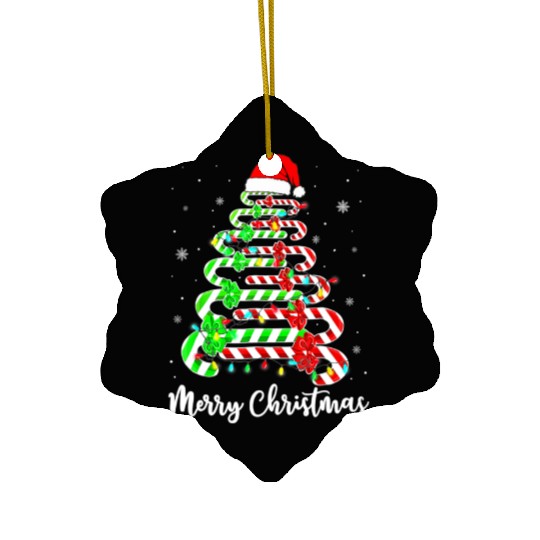 Candy Cane Santa Hat Funny Xmas Tree Merry Ceramic Ornaments