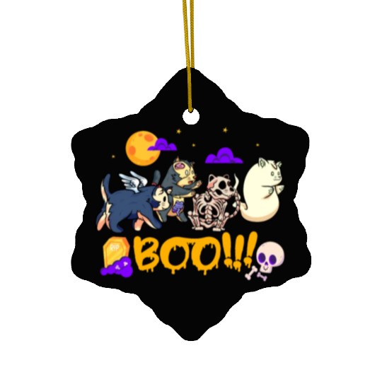 Boo! | Spooky Funny Halloween | Mummy Skeleton Ceramic Ornaments