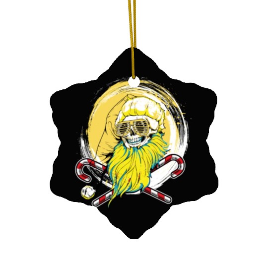 skull santa hat candy cane crew Ceramic Ornaments