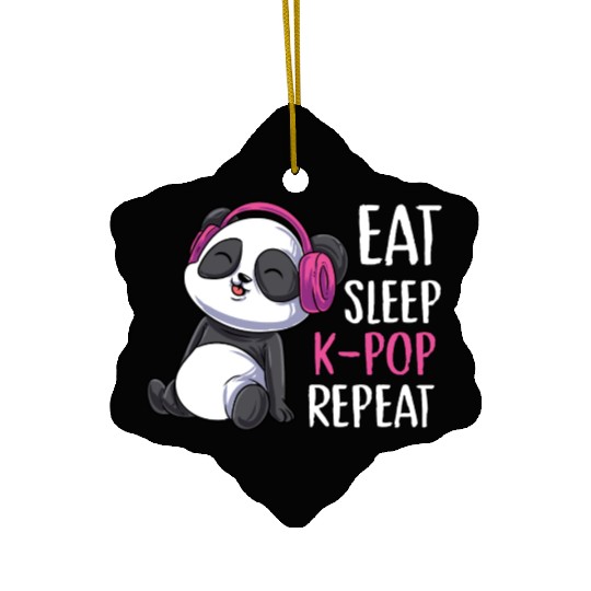 Eat Sleep K-pop Repeat Panda bear korean music Ceramic Ornaments