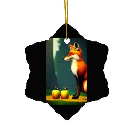 Fox and apples Ceramic Ornaments