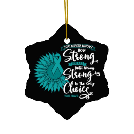 Cervical Cancer Awareness Month Teal Sunflower Ceramic Ornaments