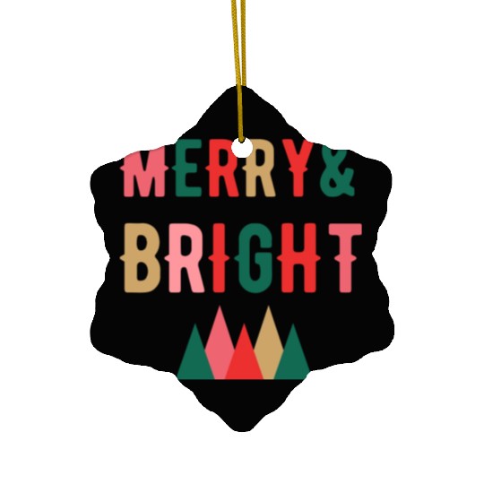 Merry and Bright Christmas tree Ceramic Ornaments