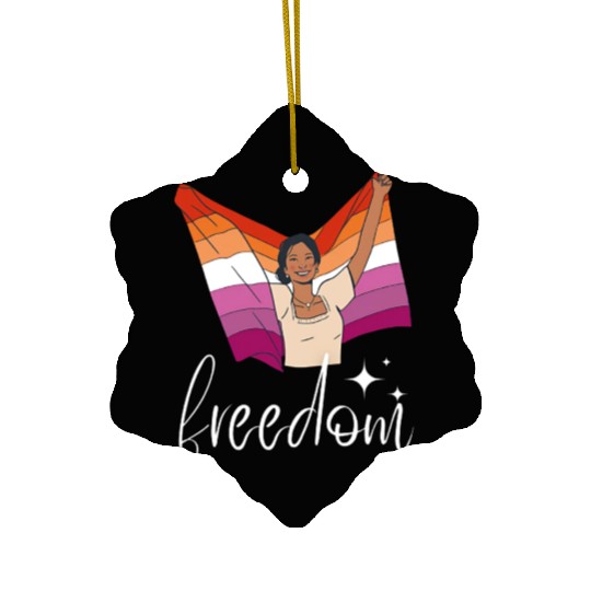 Lesbian Flag of Love and Freedom Ceramic Ornaments