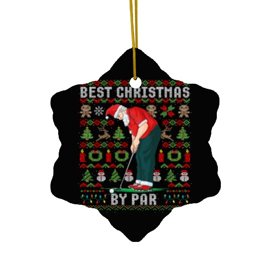 Ugly Christmas Golf Santa Claus Pun Golfer Gift Ceramic Ornaments