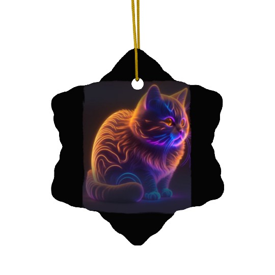 Lets Glow Crazy Cat Kitten Fluffy Cat Ceramic Ornaments