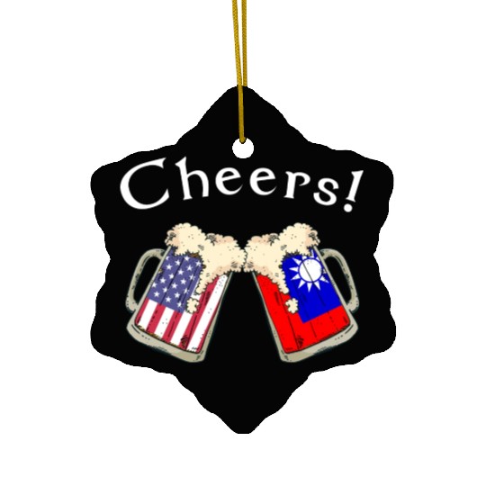 Taiwanese American Grown Country Cheers Beer Drink Ceramic Ornaments