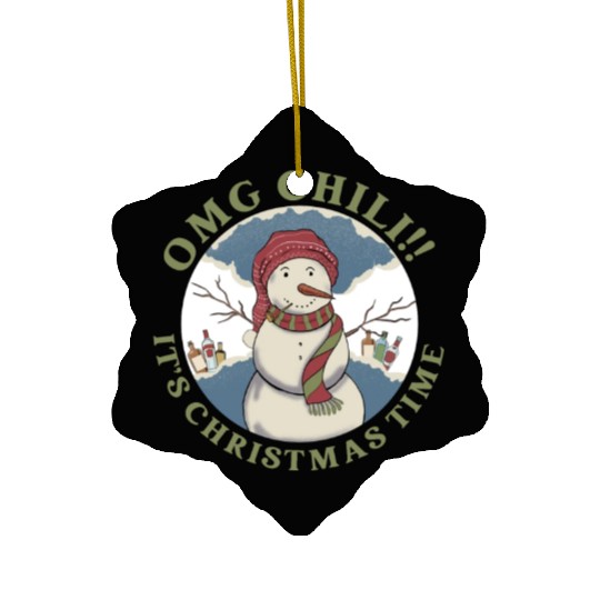 Omg Chili!! It's Christmas Time Apparel Ceramic Ornaments