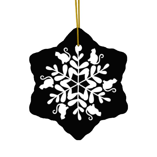 Cats Snowflake Christmas Winter Snow Holiday Kitty Ceramic Ornaments