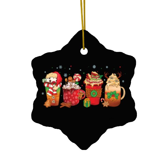 Hot Chocolate Cup Peppermint Mocha Ceramic Ornaments