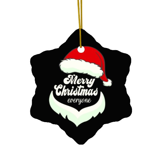 Santa Claus Merry Christmas Beard and hat Ceramic Ornaments
