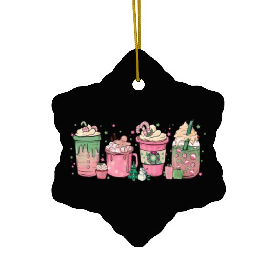 Hot Chocolate Cup Peppermint Mocha Ceramic Ornaments