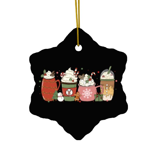 Hot Chocolate Cup Peppermint Mocha Ceramic Ornaments