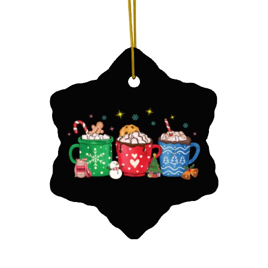 Christmas Hot Chocolate Cup Ceramic Ornaments