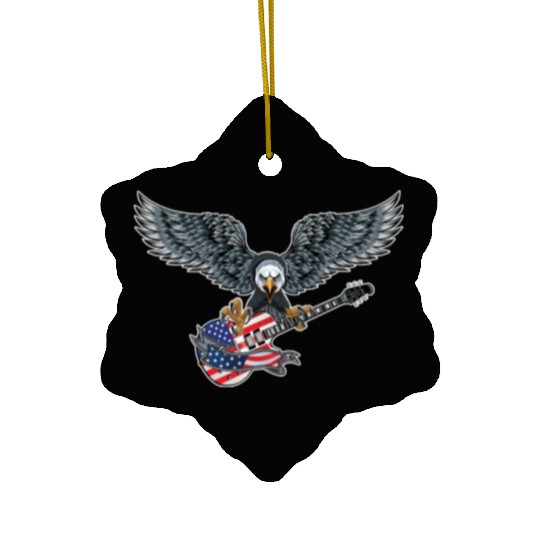 Guitar Eagle USA Flag Patriotic Guitar Lovers US Ceramic Ornaments