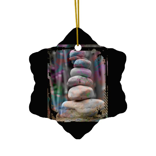 Japan Zen Buddhism Balancing Stones Rocks Bamboo Ceramic Ornaments