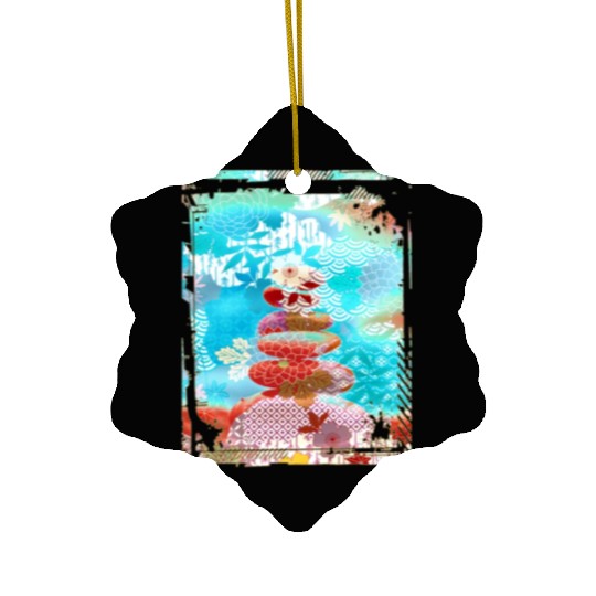 Japan Zen Buddhism Balancing Stones Rocks Cherry Ceramic Ornaments