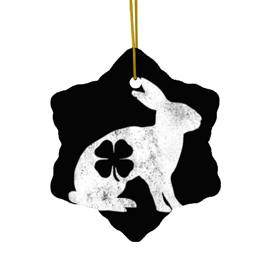 St Patrick's Day Rabbit Bunny Irish Green Shamrock Ceramic Ornaments