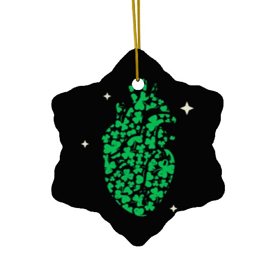 Shamrock Heart Cardiac Nurse St Patricks Day Ceramic Ornaments