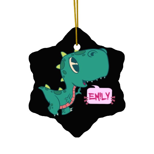 EMILY - Lovely girl name with cute dinosaur Ceramic Ornaments