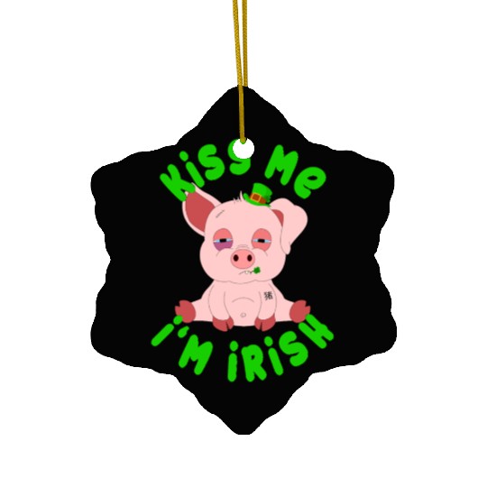 St Patricks Day Year of the Pig Shenanigan Piglet Ceramic Ornaments