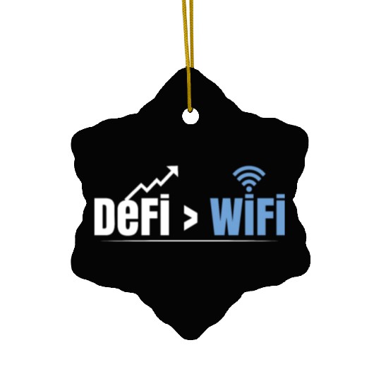 DeFi Over WiFi Funny Crypto Bitcoin Ceramic Ornaments