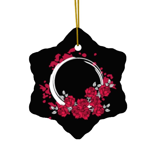 Zen Circle Japanese Roses Flower Bouquet Aesthetic Ceramic Ornaments