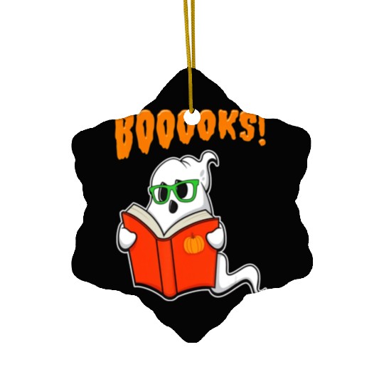 Funny Teacher Halloween Ghost Books Reading Ceramic Ornaments