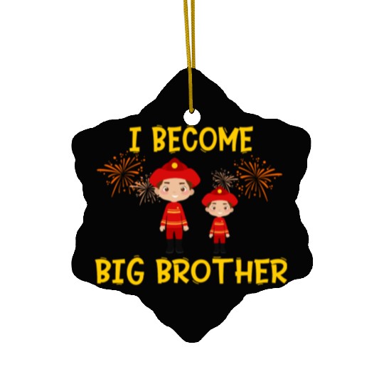 Big brother fire truck fireman Ceramic Ornaments