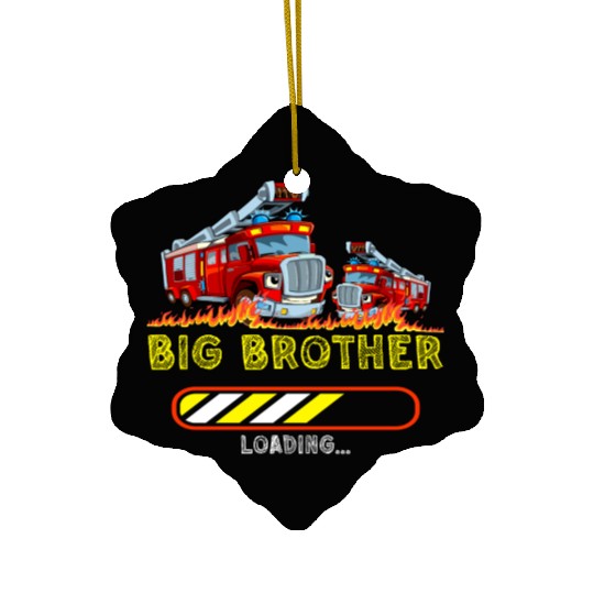 Big brother fire truck fireman Ceramic Ornaments