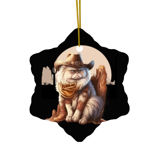 Cat Cowboy Hat meow Cowboy Cat Meme Ceramic Ornaments