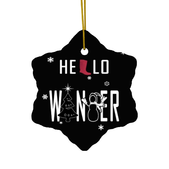 Hello Winter Snowflakes Ceramic Ornaments