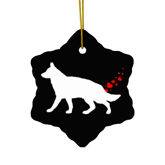 Valentines Day German Shepherd Owner Heart Dog Far Ceramic Ornaments
