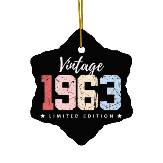 60 Years Vintage 1963 Retro 60th Birthday Ceramic Ornaments