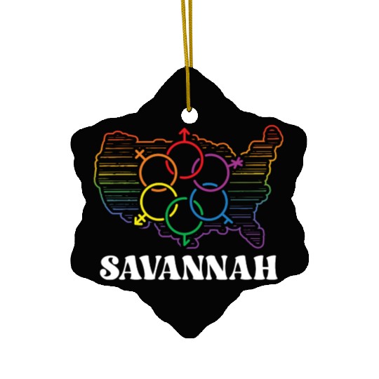 Savannah Pride Month Pride Flag LGBT Community LGB Ceramic Ornaments