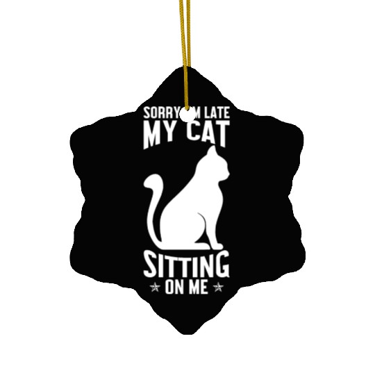 Sorry I'm late my cat sitting on me Ceramic Ornaments