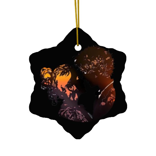 Sweet Couple's Fond Embrace, Valentine's Ceramic Ornaments