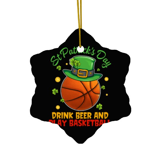 Baseball St Patrick Drink Beer And Play Basketball Ceramic Ornaments