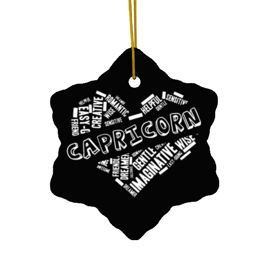 Capricorn Heart Word Cloud Doodle Astrology Zodiac Ceramic Ornaments