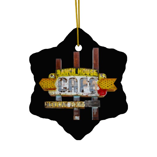 Ranch House Cafe Sign Route 66 Neon Tucumcari NM Ceramic Ornaments