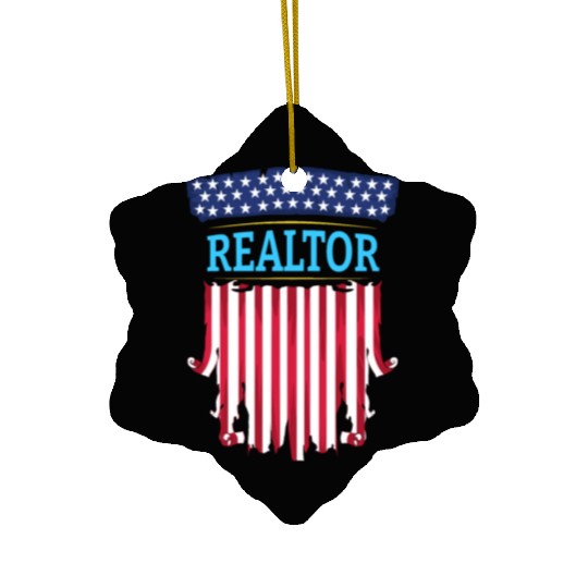 Proud American Patriotic USA Flag Realtor Real Est Ceramic Ornaments