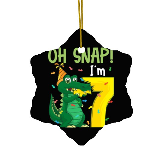 Oh Snap I'm 7 Crocodile 7th birthday Alligator Ceramic Ornaments