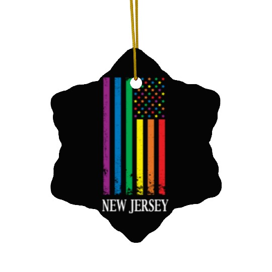 New Jersey Pride Month Pride Flag LGBT Community L Ceramic Ornaments
