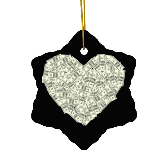 US dollar heart shape, love money Ceramic Ornaments